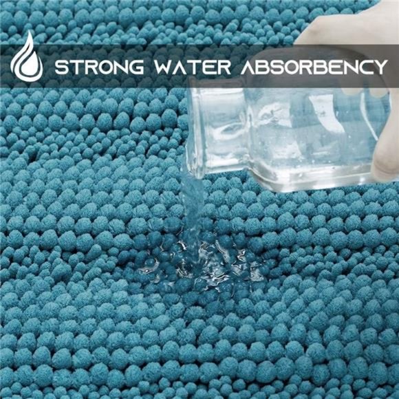 Bathroom Rugs Slip-Resistant Absorbent Soft and Fluffy Thick Striped Bath Mats - Picture 3 of 6